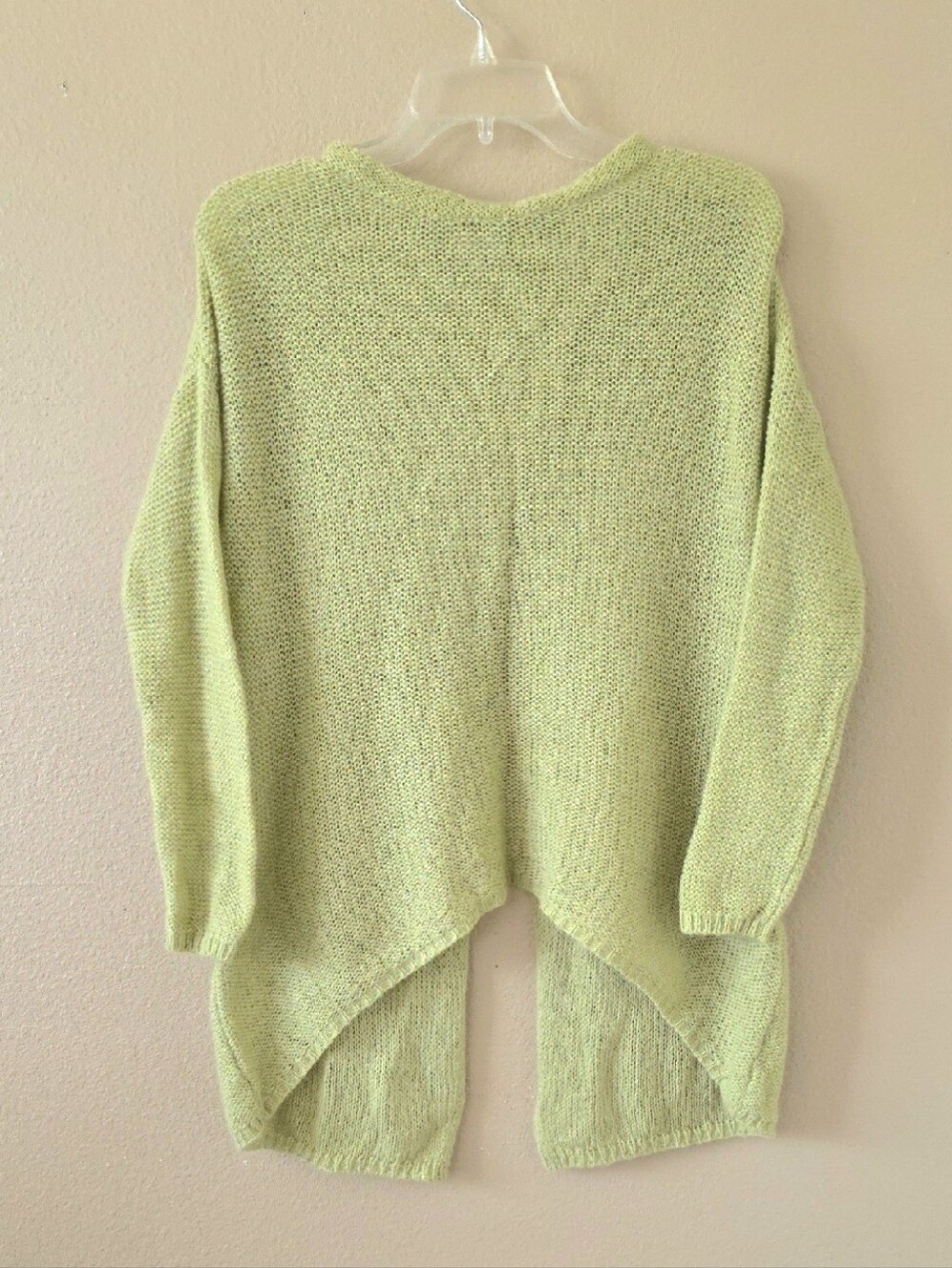 Oriana Lime Green Mohair Blend Asymmetric Hem Sweater - Size Medium